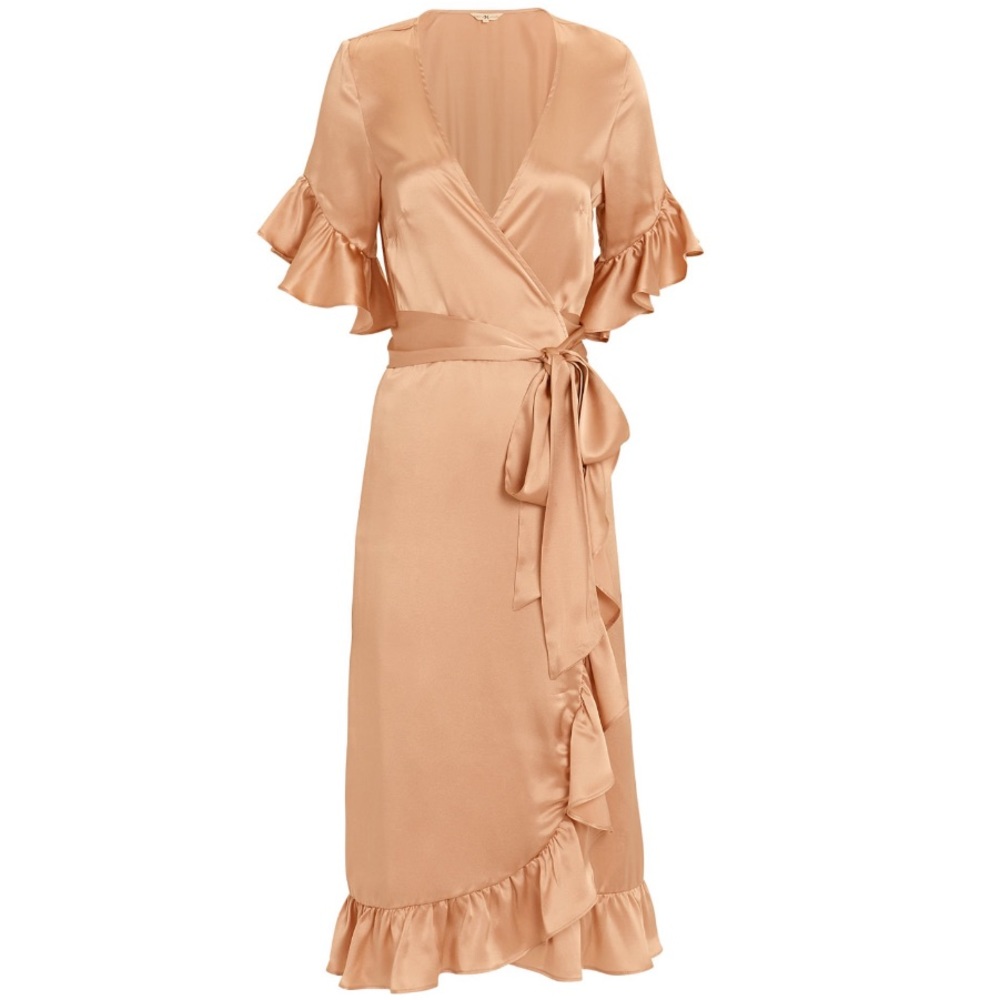 NIGHTCAP CLOTHING Silk Ruffle Wrap Dress